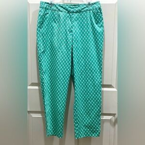Appleseed’s Green White Geometric Print SZ 12 Grandmacore Preppy Coastal Pants